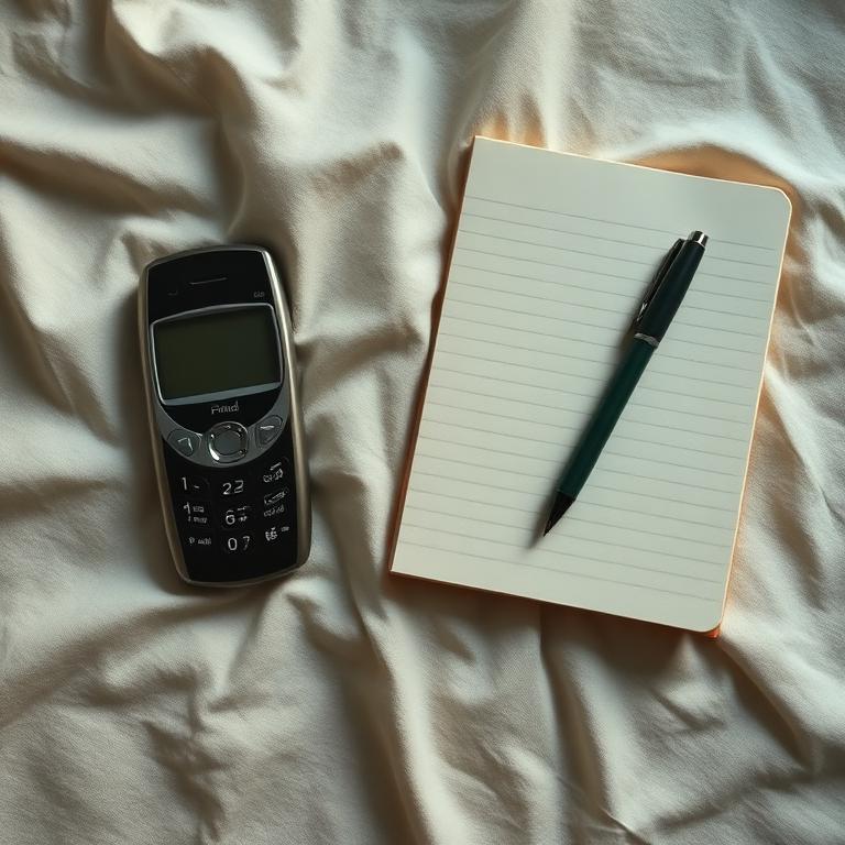 Phone and a small paper notepad with a pen